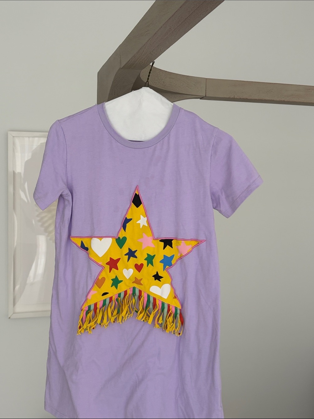 Stella McCartney Lilac Tee with Yellow Star and Multicolor Hearts